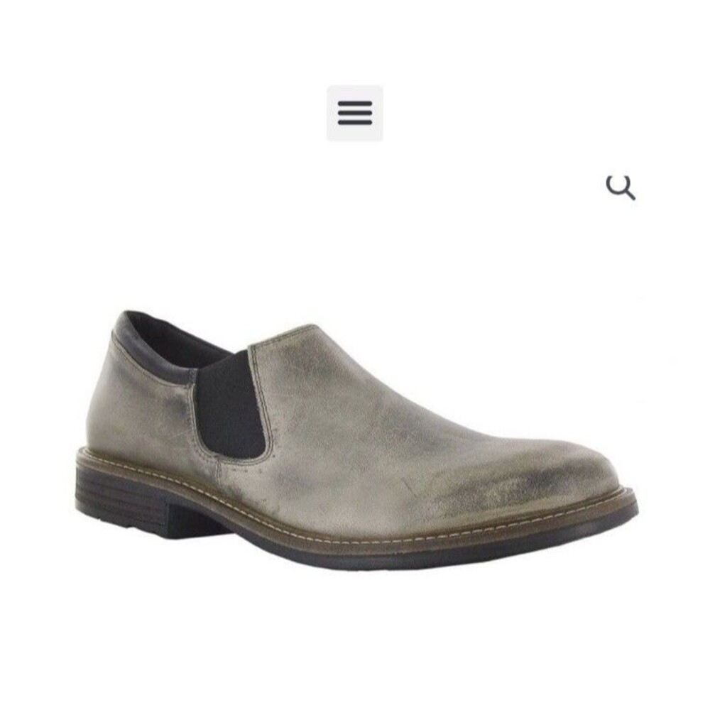 Naot Men’s Director Slip On Leather Gray Black Shoes Size 12-12.5 US